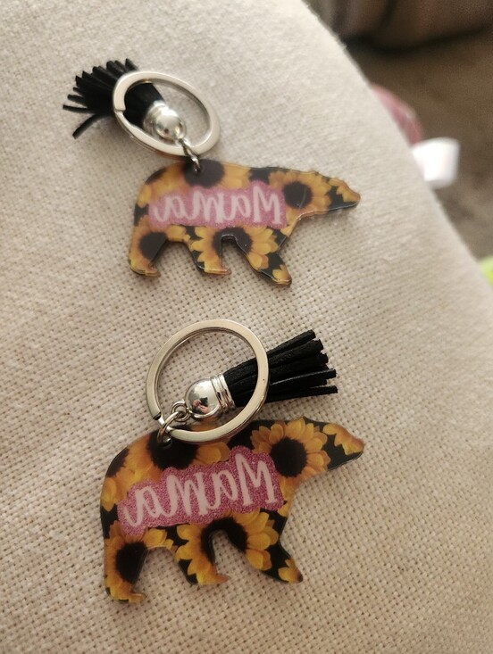 Accessories - Sunflower Bear Keychain with 'Mama' Script